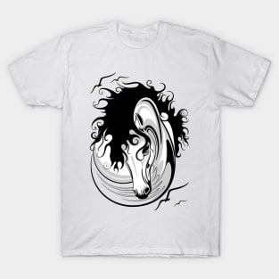 Horse Surreal Black and White Tattoo Style Portrait T-Shirt